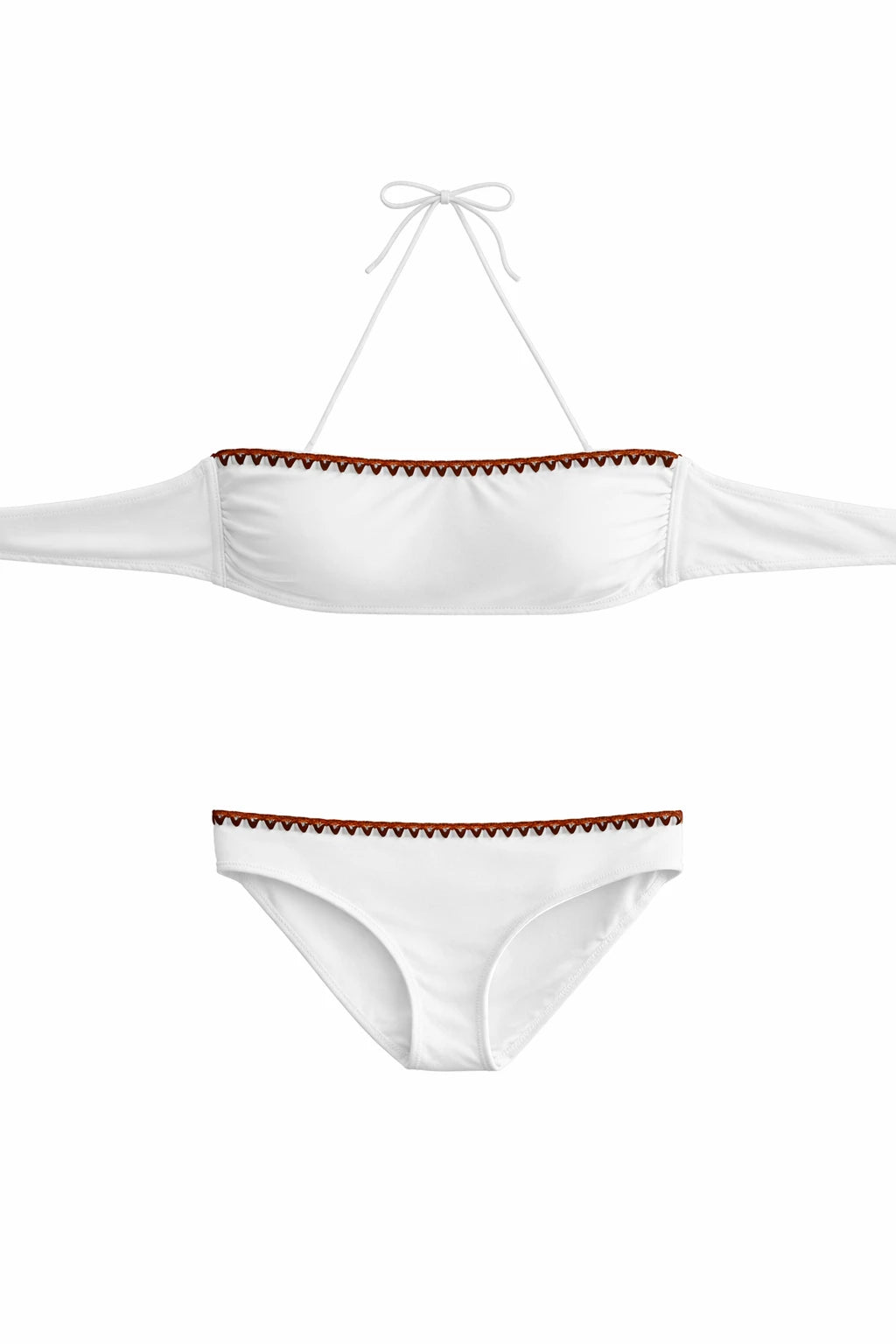 Bikini Linosa Chris Cerf tessuto microfibra avorio ricamo crochet