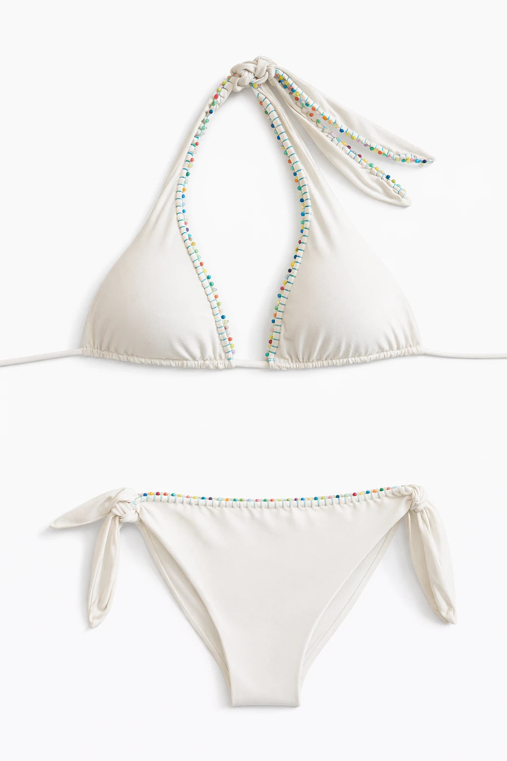 Bikini Miami Chris Cerf tessuto Microfibra Bianco Perline Multicolor