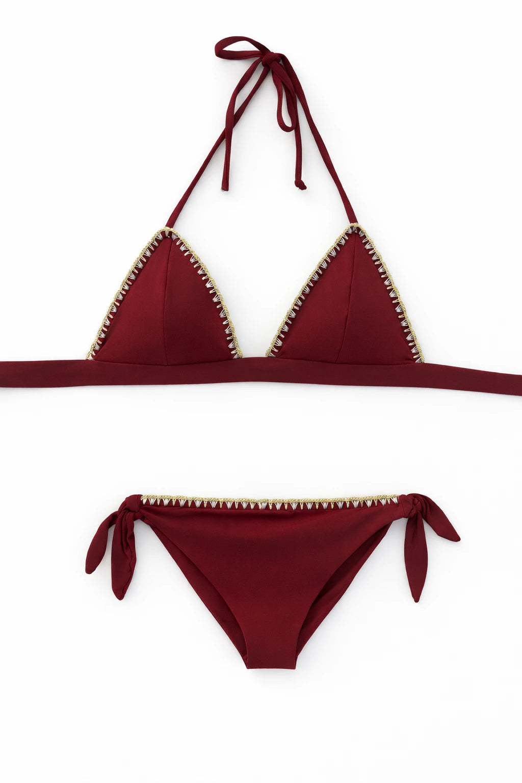 Bikini Parigi Chris Cerf tessuto amaranto uncinetto