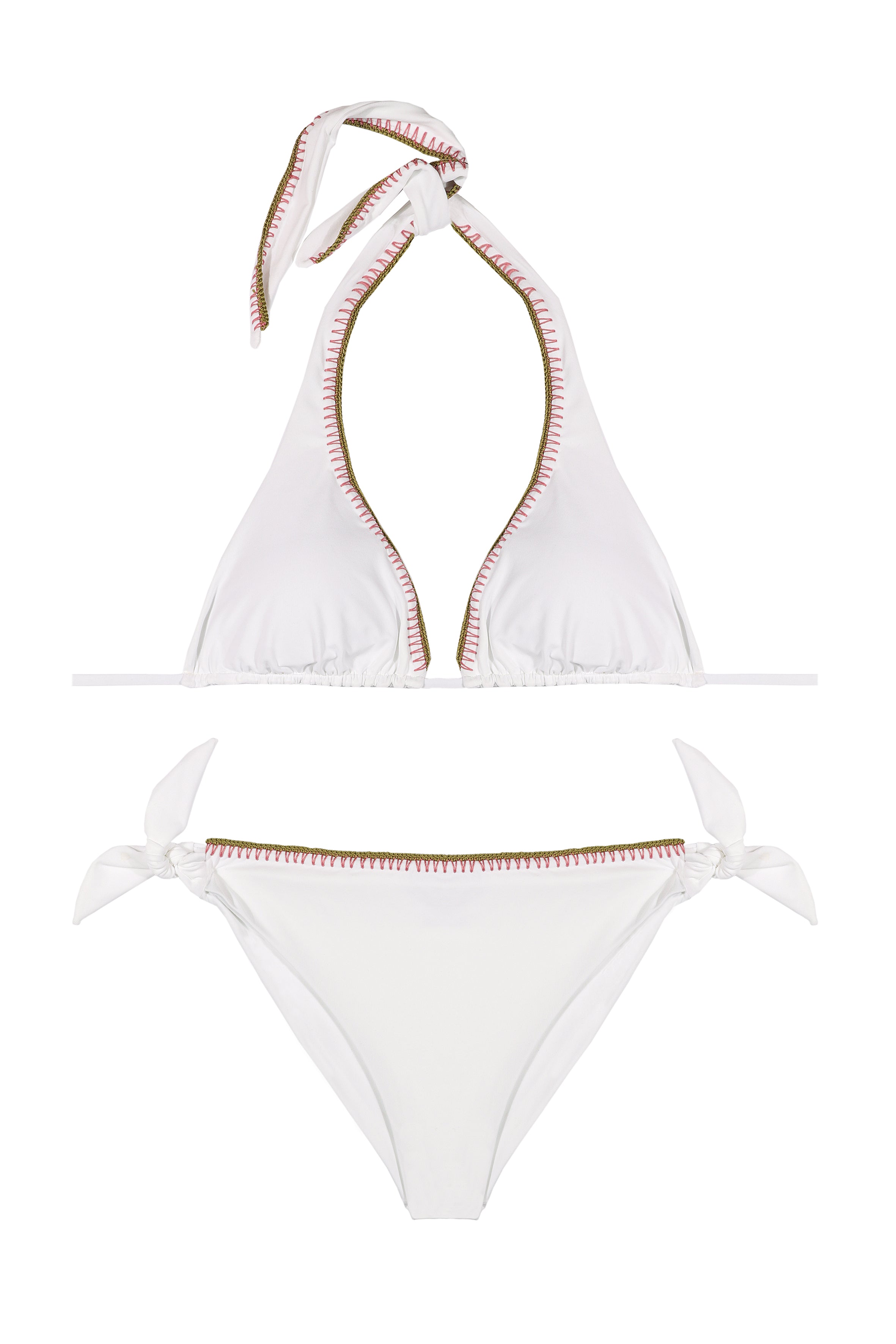 Bikini Miami Chris Cerf Bianco Uncinetto Rosa