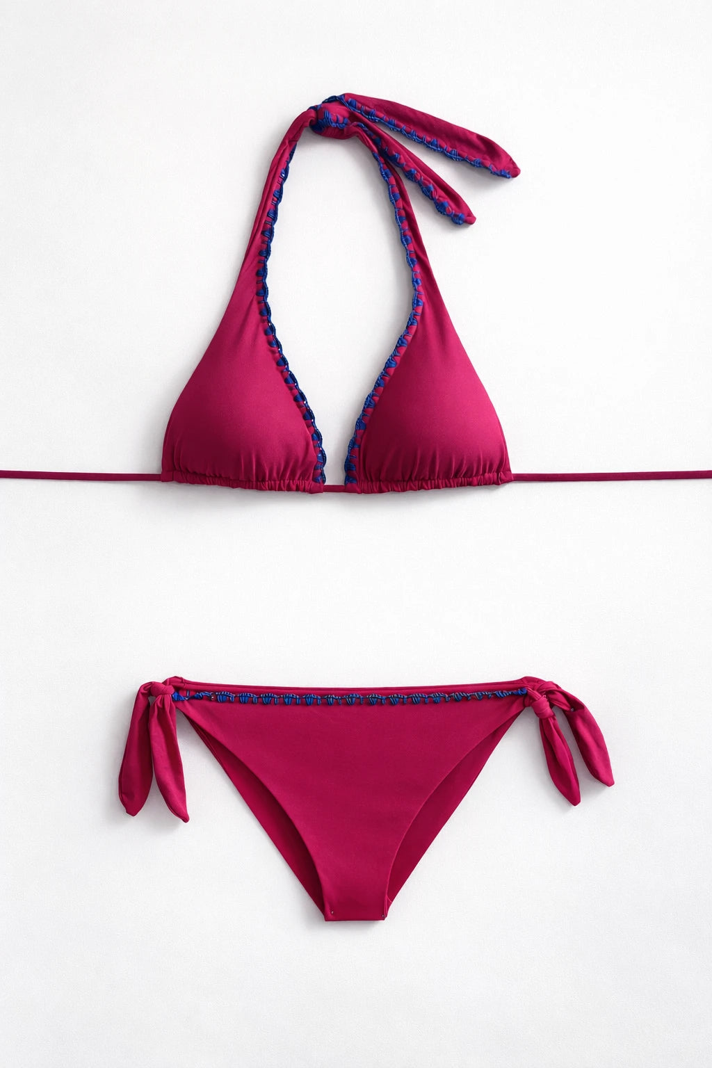 Bikini Miami Chris Cerf tessuto Microfibra franboesa ricamo bluette